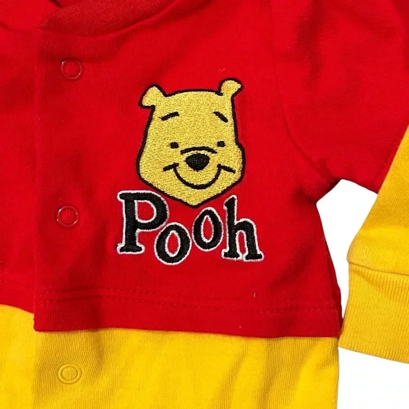 NWOT Vintage Disney Winnie the Pooh Footie Outfit Red and Yellow Size Newborn - Picture 4 of 6